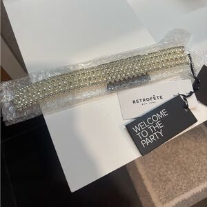 NWT Retrofete Pearl and Crystal Choker Necklace